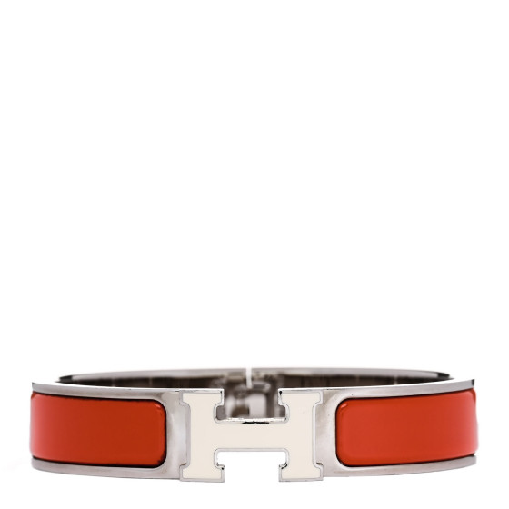 Enamel Narrow Clic Clac H Bracelet PM Orange White