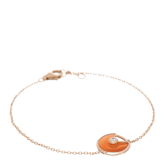 18K Pink Gold Diamond XS Carnelian Amulette de Cartier Bracelet
