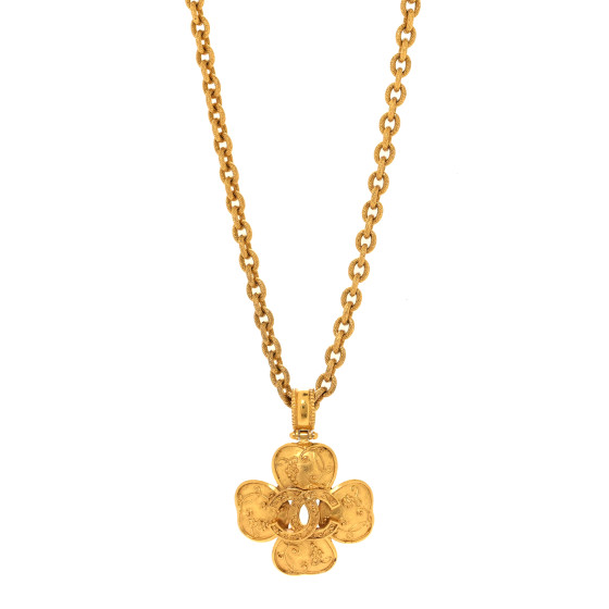 Chain Link CC Clover Necklace Gold