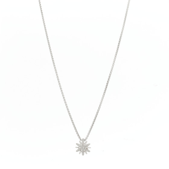 Sterling Silver Diamond 10.5mm Petite Starburst Pendant Necklace