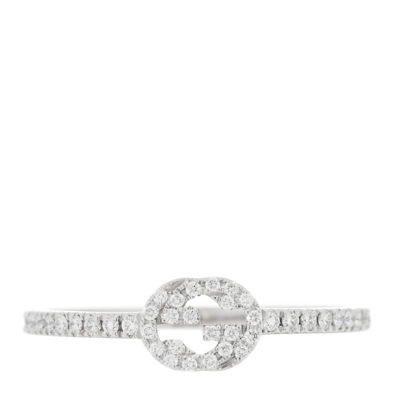 18K White Gold Diamond Interlocking G Ring 54 7