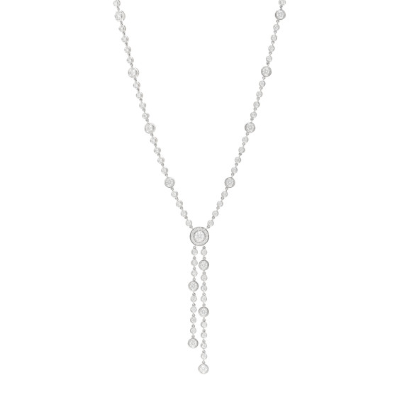 Platinum Diamond Circlet Double Drop Necklace