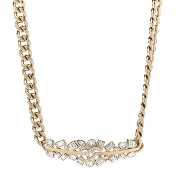 Crystal CC Link Choker Necklace Gold