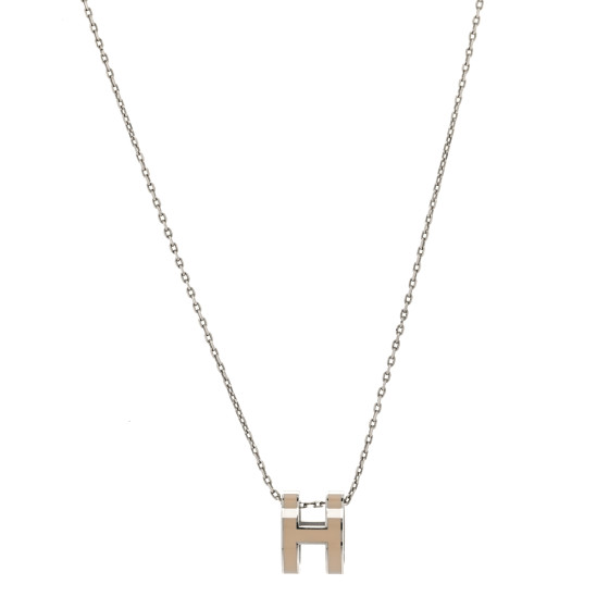 Lacquered Palladium Pop H Pendant Necklace Marron Glace