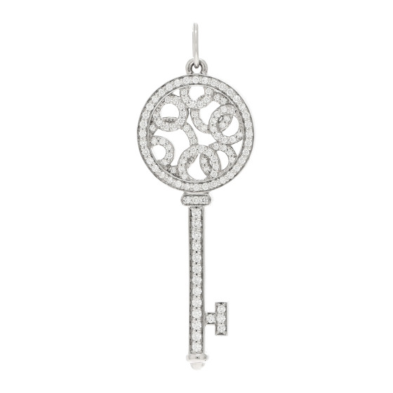 Platinum Diamond Small Bubbles Key Pendant