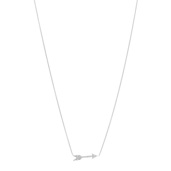 18K White Gold Diamond Tiny Treasures Arrow Pendant Necklace