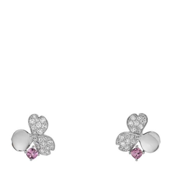 Platinum Diamond Pink Tourmaline Paper Flowers Earrings