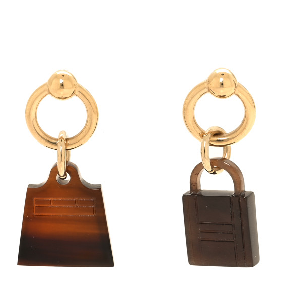 Permabrass Gold Plated Buffalo Horn Fusion Amulette Maroquinier Earrings Black
