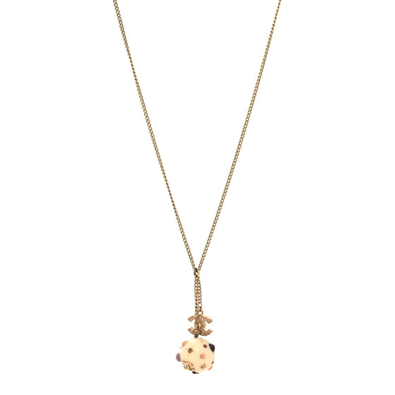 Resin Crystal CC Orb Necklace White