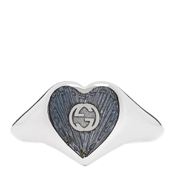 Sterling Silver Enamel GG Heart Ring 52 6 Blue