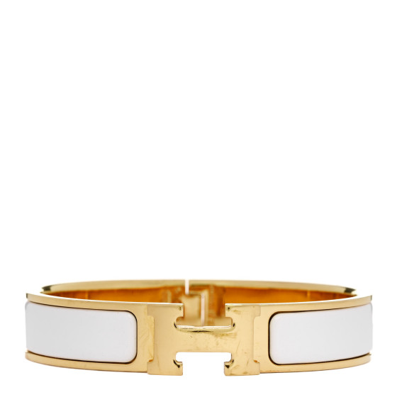 Enamel Narrow Clic Clac H Bracelet GM White