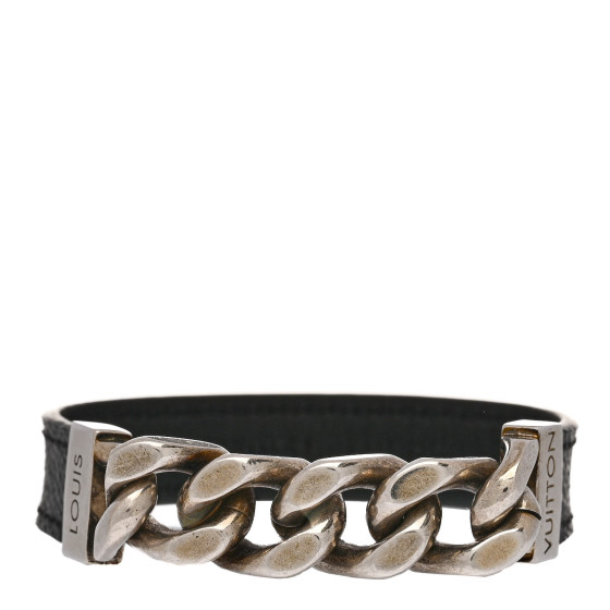 Monogram Cuban Link Bracelet 19 Silver Black