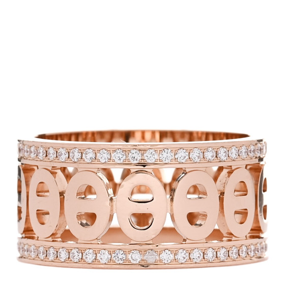 18K Rose Gold Diamond PM Chaine d'Ancre Divine Ring 50 5.25