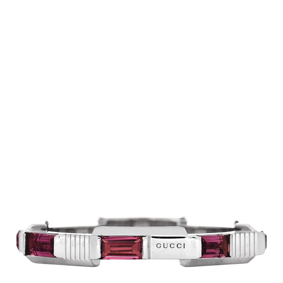 18K White Gold Rubellite Narrow Link to Love Ring 57 8