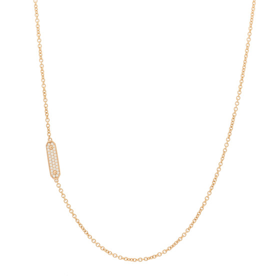 18K Rose Gold Diamond Tag Chain Necklace
