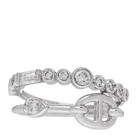 18K White Gold Diamond Chaine D'Ancre Fancy Chaos Ring 52 6