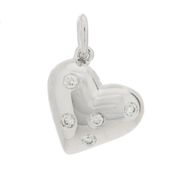 18K White Gold Platinum Diamond Etoile Heart Charm