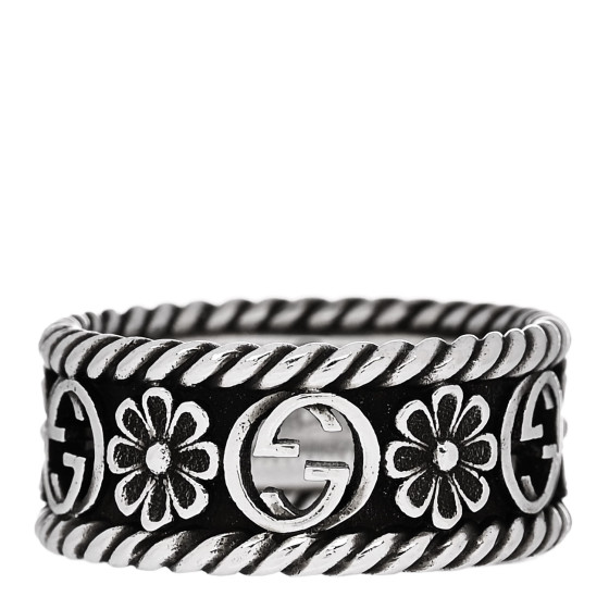 Sterling Silver Interlocking G Flower Ring 50 5.5