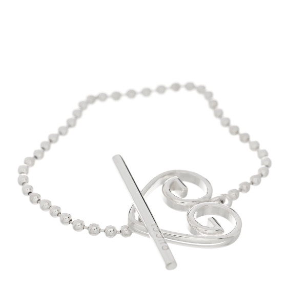 Sterling Silver Interlocking GG Heart Toggle Bead Bracelet