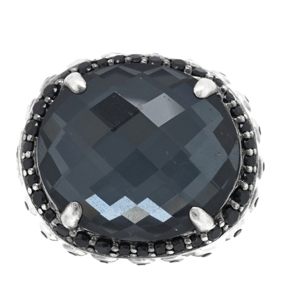 Sterling Silver Hematite Quartz Spinel Batu Bamboo Ring 55 7.25