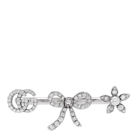 18K White Gold Diamond Flora Bow Flower Ring 50 5.5