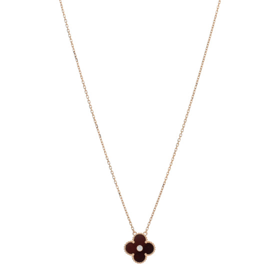 18K Rose Gold Diamond Bulls Eye Vintage Alhambra Pendant Necklace