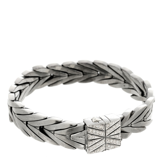 Sterling Silver Black Rhodium Diamond 11mm Modern Chain Bracelet