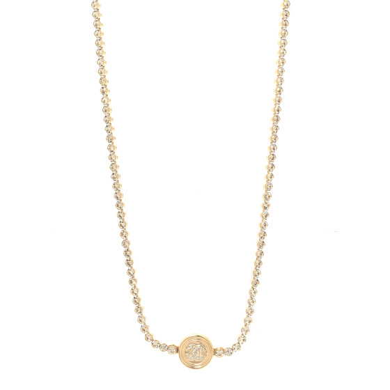Crystal CC Chain Short Necklace Gold
