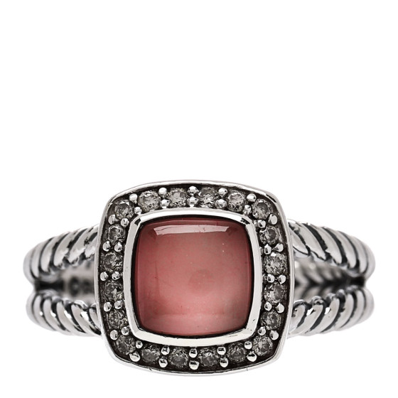 Sterling Silver Diamond Rose Quartz 7mm Petite Albion Ring 52 6