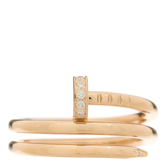 18K Pink Gold Diamond Double Juste Un Clou Ring 52 6