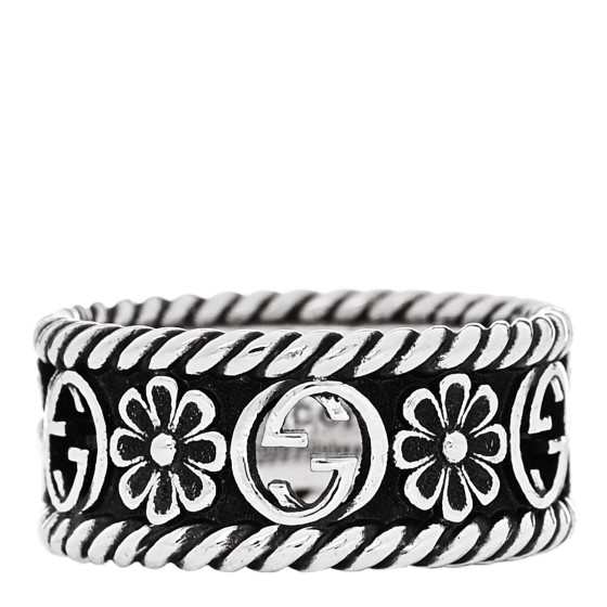 Sterling Silver Interlocking G Flower Ring 50 5.25