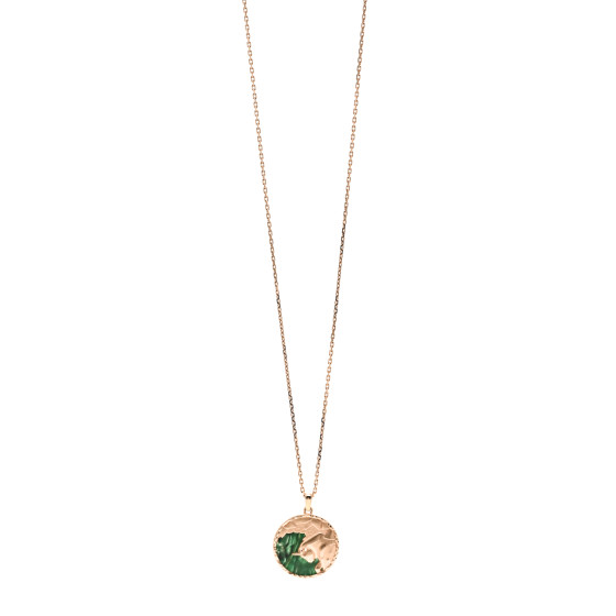 18K Rose Gold Aventurine Zodiac Taurus Pendant Long Necklace