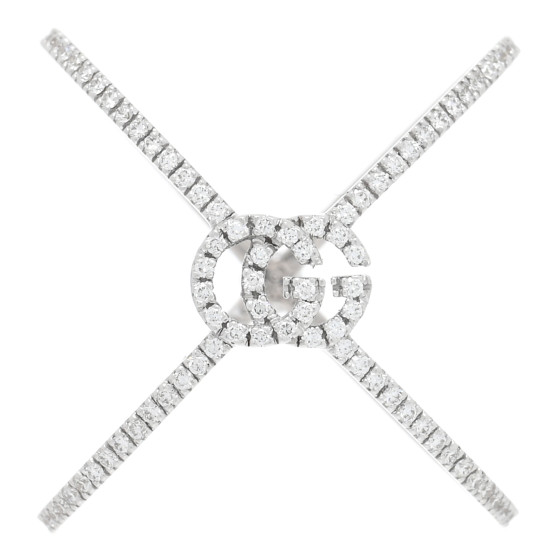 18K White Gold Diamond Running G Cross Ring 50 5.25