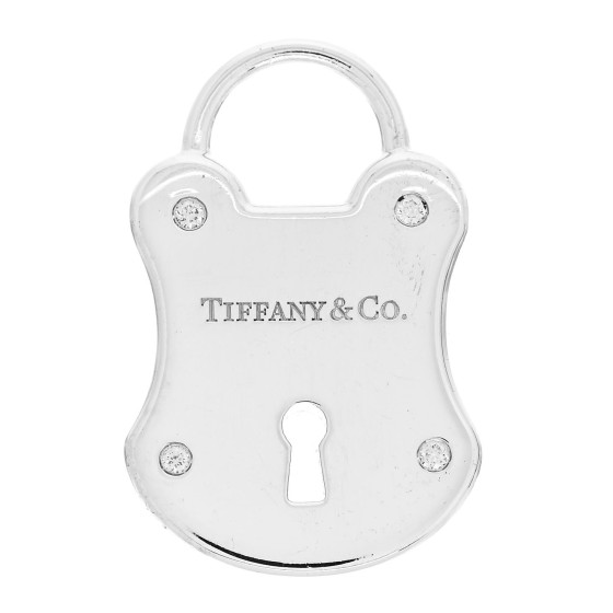 Sterling Silver Diamond Emblem Lock Pendant