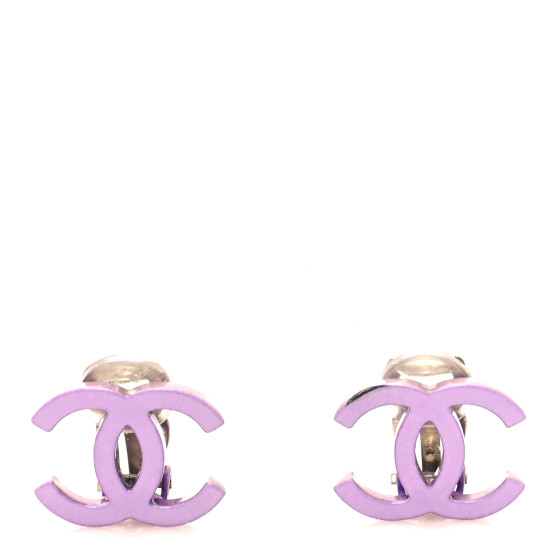 Metal CC Clip On Earrings Purple