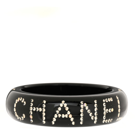 Resin Crystal CC Logo Bracelet Black