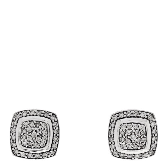 Sterling Silver Diamond 7mm Pave Albion Earrings