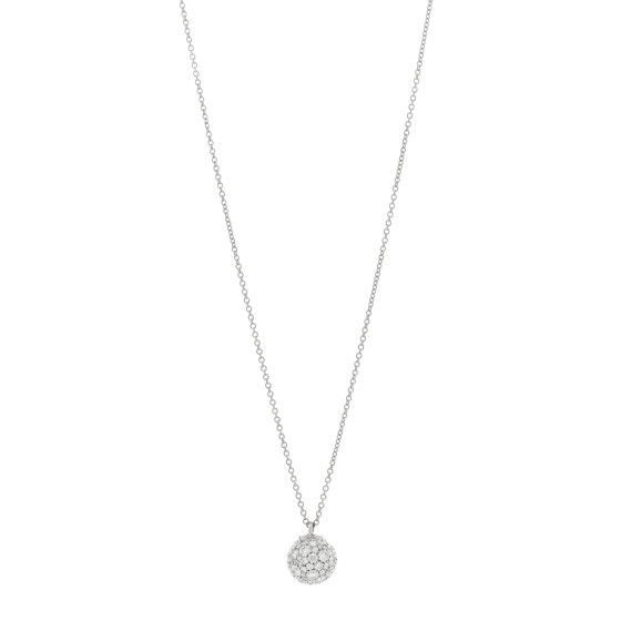 18K White Gold Diamond 12mm HardWear Ball Pendant Necklace