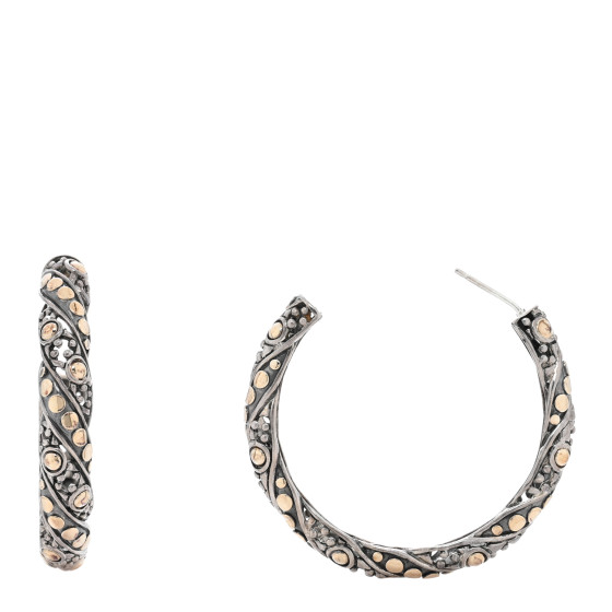 Sterling Silver 18K Yellow Gold Dot Jaisalmer Hoop Earrings