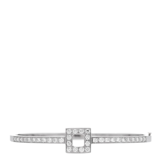 Platinum Diamond Open Square Bangle Bracelet