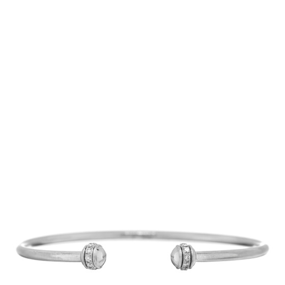18K White Gold Diamond Thin Possession Open Bangle Bracelet