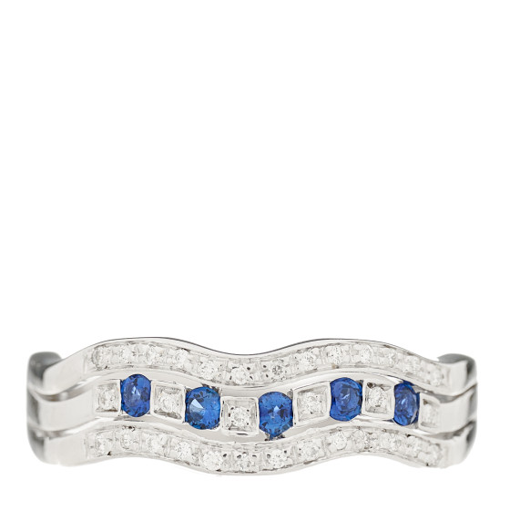 18K White Gold Diamond Blue Sapphire Belle Epoque Band Ring 57 8