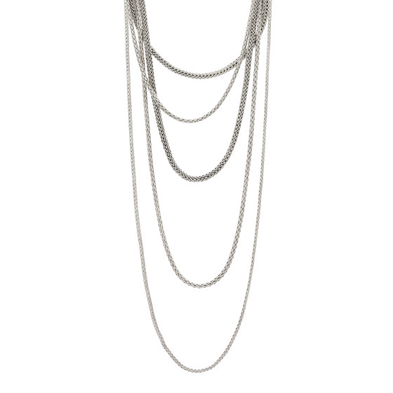 Sterling Silver Classic Chain 5 Row Necklace