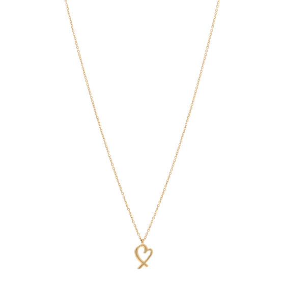 18K Yellow Gold Mini Paloma Picasso Loving Heart Drop Pendant Necklace