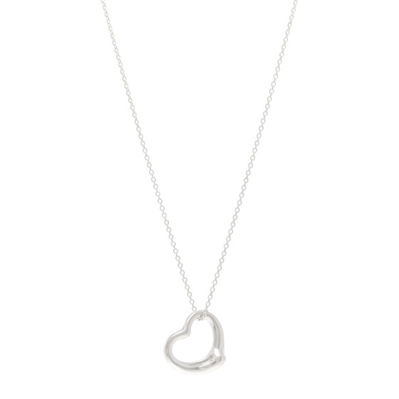 Sterling Silver 22mm Elsa Peretti Open Heart Pendant Necklace
