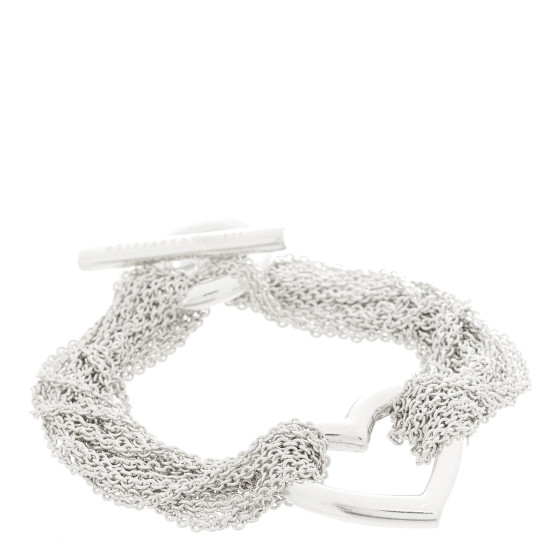 Sterling Silver Open Heart Multi Strand Bracelet