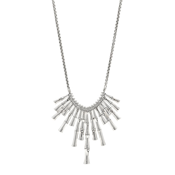 Sterling Silver Bamboo Dangling Bib Necklace