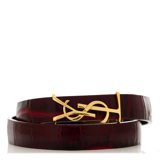 Calfskin Crocodile Embossed Opyum Double Wrap Bracelet S Sunset Amber