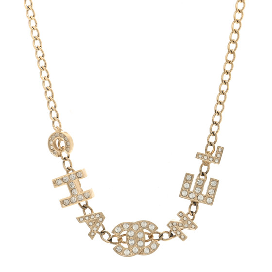 Crystal CC Letter Chain Necklace Gold