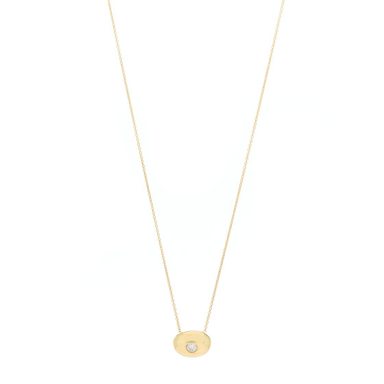 18K Yellow Gold Diamond Bean Pendant Necklace